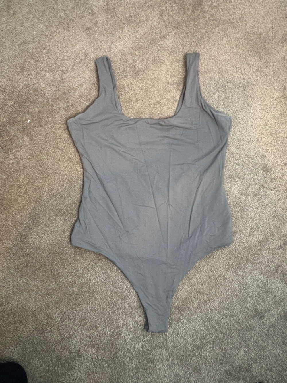 Women's Square Neck Gray Bodysuit